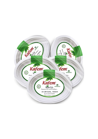 Kafem Ekolojik Karton Oval Tabak 26 cm 25 Li x 5 Paket