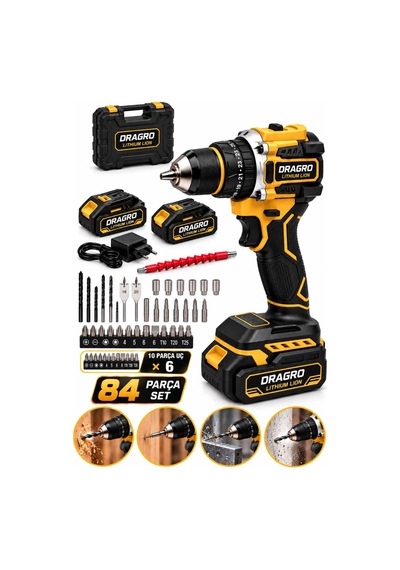 Dragro Drg-21v Çelik Mandren S Kömürsüz Motor Darbeli Şarjlı Matkap Vidalama