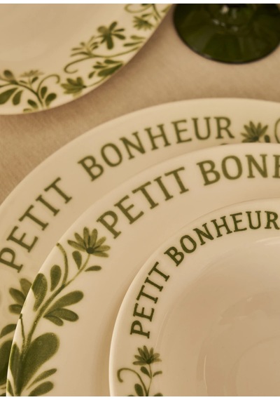 Petit Bonheur Porselen 44 Parça Yemek Ve Kahvaltı Takımı - Yeşil Beyaz - Yeşil