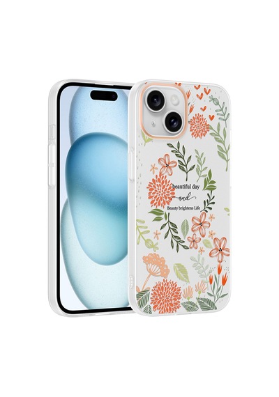 iPhone 15 Kılıf Kamera Korumalı Desenli Zore Klip Kapak - Beautiful -