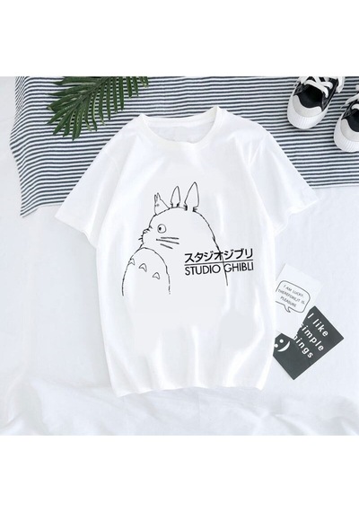 Noıssey Kırmızı Etiket Gala Unisex Totoro Stüdyo Ghibli Goth T-shirt Model95 17052 Beyaz