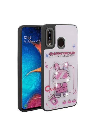 Zore Samsung Galaxy Uyumlu A30 Kılıf Parlayan Kabartmalı İkonik Figürlü Omsy Amas Silikon Kapak - Beyaz