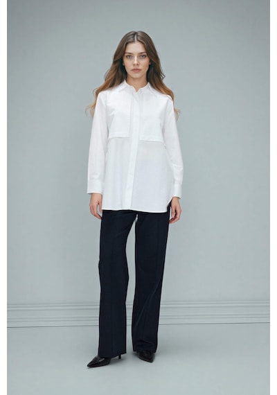 Defacto Regular Fit Poplin Uzun Kollu Tunik G9243ax26spwt32 Beyaz-wt32