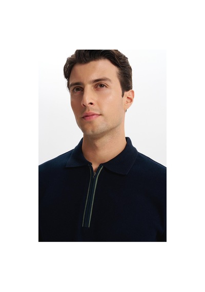 AR-MA Arma Erkek Selanik Kumaş Polo Yaka Yarım Fermuarlı Regular Fit Sweatshirt Kazak K30554697902 Lacivert