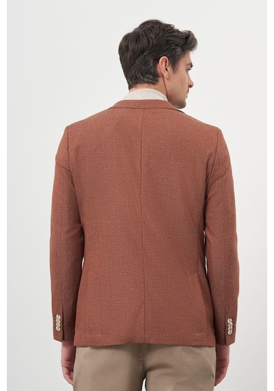 Morven Erkek Kiremit Dokuma Slim Fit Mono Yaka Ceket 25ks002001460 Kiremit