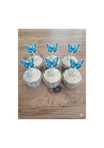 12 Li Mavi Temalı Cupcake Süsü Kürdan Süs Topper