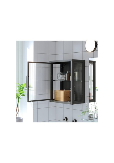 Banyo Duvar Dolabı, Antrasit-sazlı Cam, 36x18x44 Cm