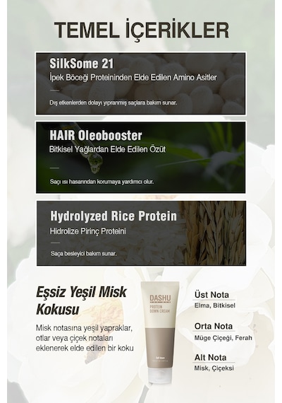 Uzun Süre Kalıcı Etki Sunan, Protein İçerikli Saç Düzleştirici Krem Dashu For Men Protein Down Cream