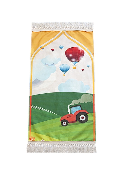 Dijital Baskılı Çocuk Seccadesi - Balonlu Ve Traktörlü - 44 X 78 Cm