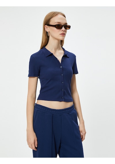 Koton Crop Tişört Gömlek Yaka Düğmeli Kaşkorse Kısa Kollu Slim Fit Lacivert 4sal10848ık Lacivert Koton Crop Tişört Gömlek Yaka Düğmeli Kaşkorse Kısa Kollu Slim Fit Lacivert 4sal10848ık Lacivert