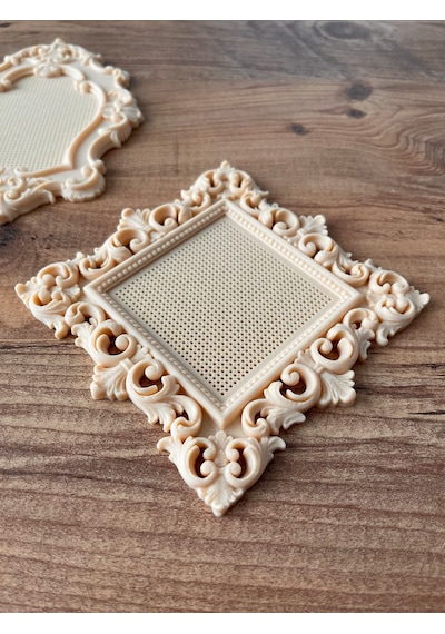3'lü Vintage Nakış Çerçevesi - Etamin Kanaviçe Krem