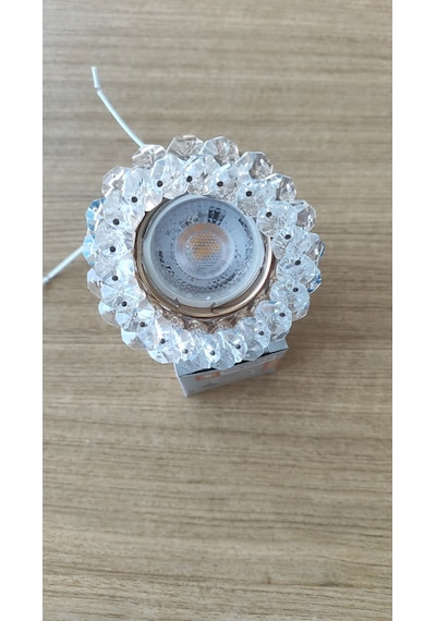 Cata Kristal Cam Yuvarlak Spot Armatür Seti - Led Ampul Ve Gu10 Duy Dahil Bakır - Beyaz