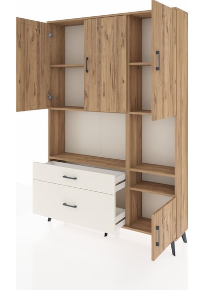 Arges Dolap 7 Raflı 2 Çekmeceli 4 Kapaklı 132x30x195 Çam-çam/... Çam