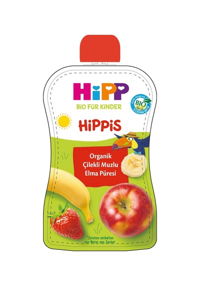 Organik Çilekli Muzlu Elmalı Meyve Püresi 100 Gr