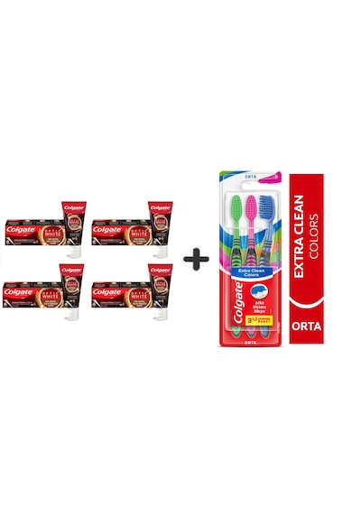 Colgate Optic White Kahve, Çay Tütün Kullanan Için Diş Macun 125ml 4 Ad + Extra Clean Diş Fırça 3lü Beyazlık