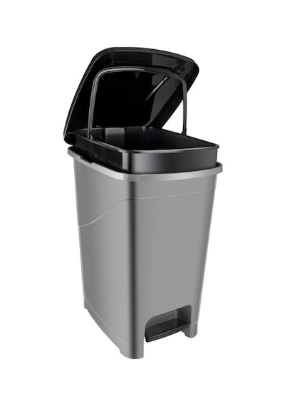 Omnipazar Srl-3029 Slim Pedallı Plastik Çöp Kovası İç Kovalı 25 Lt Antrasit