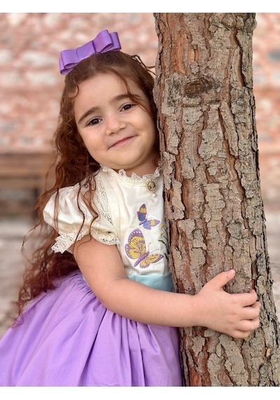 H L Y Karol Tasarım Lila Papatyalı Vintage Kız Bebek Elbise,doğum Günü Elbise,fotoğraf Çekim Elbise,0-12 Yaş Uygun Lila