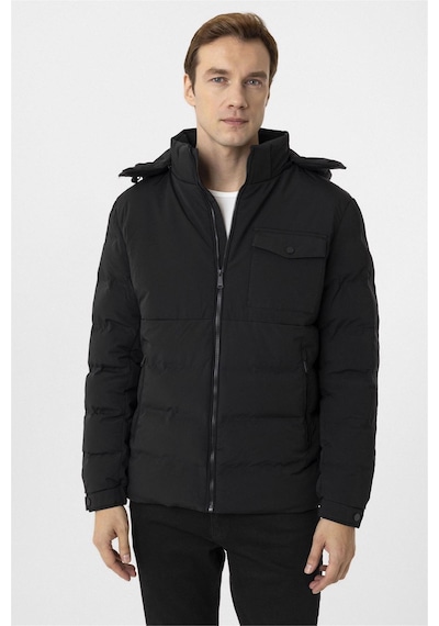 Süvari Siyah Slim Kapitone Mont-34888 Siyah