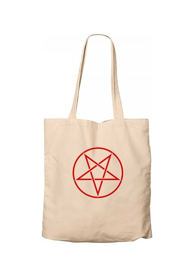 Pentagram Red Star Krem Kanvas Bez Çanta Krem