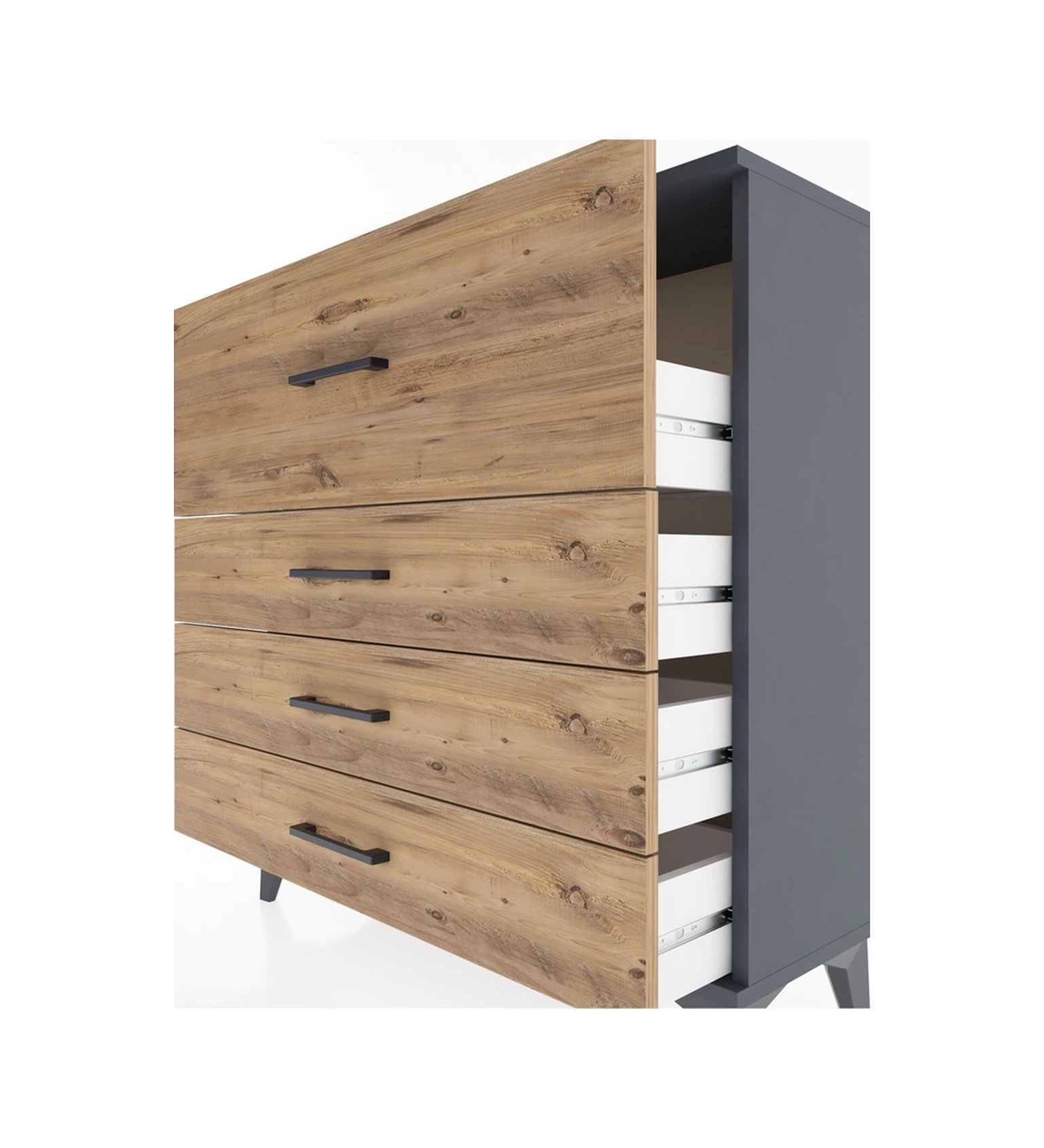 Arges Şifonyer 4 Çekmeceli 88x30x96 Antrasit-çam Antrasit