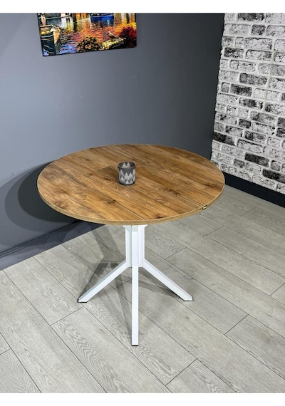 Saray Ceviz Beyaz Yuvarlak Mutfak Masası Yemek Masası Balkon Masası Metal Beyaz Ayak 80 Cm Saray Ceviz Beyaz Yuvarlak Mutfak Masası Yemek Masası Balkon Masası Metal Beyaz Ayak 80 Cm