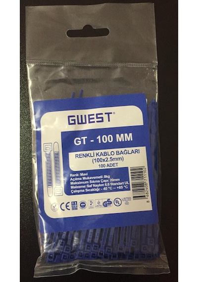 Gwest 2,5x100mm 10cm Renkli Plastik Cırt Kelepçe Kablo Bağı 6renk