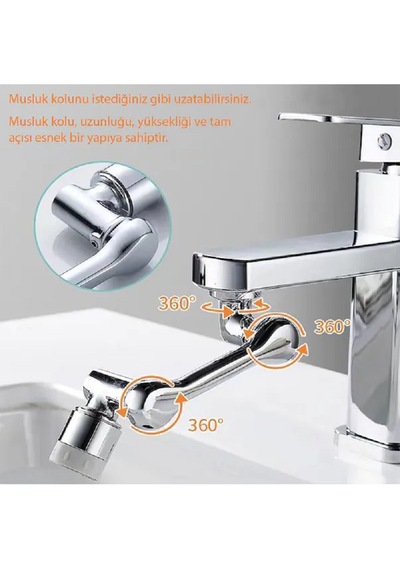 Yenilzd Robotik Kol Mutfak Banyo Musluk Başlığı 1080 Derece Döneb