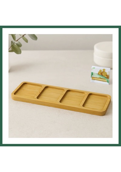 Bezos 4 Bölmeli Dikdörtgen Bambu Servis Tepsisi 32.8x10x1.4 Cm Bzs01