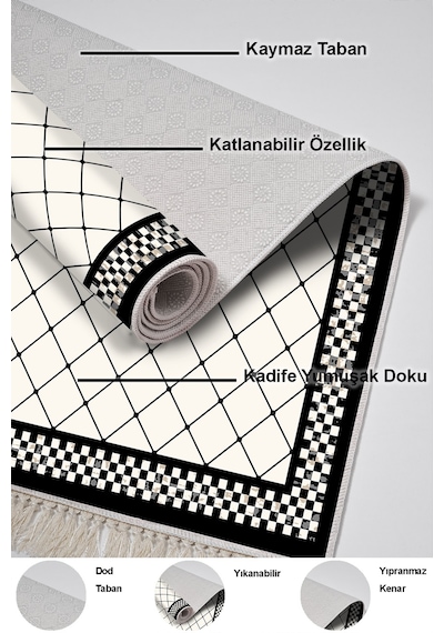 Dekoreko Kaymaz Taban Djt 3 Lü Banyo Paspas Takımı Trend Karışık Modern 603m krem
