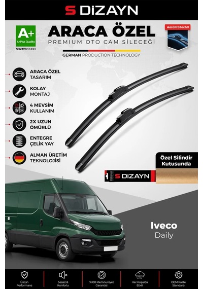 S-dizayn Iveco Daily Ön Cam Silecek Seti 2014 Üzeri Premium Araca Özel 65-65 Cm A+ Kalite Aocs-1746