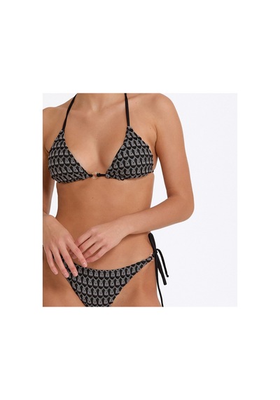 Argento Kadın Siyah Çıkarılabilir İnce Kaplı Boyundan Bağlamalı Üçgen Bikini Takımı Siyah