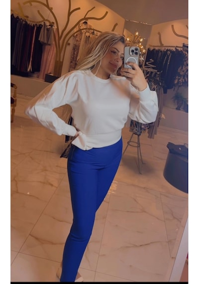 Maison Meda Beyaz Scuba Kışlık Bluz Beyaz