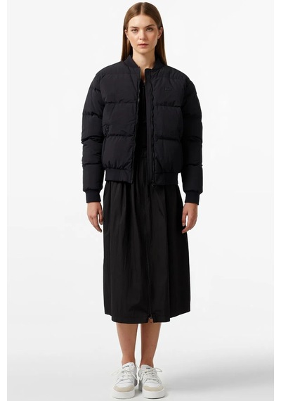Lacoste Relaxed Fit Down Fill Jacket Kaztüyü Dolgu Dik Yaka Siyah Kadın Mont