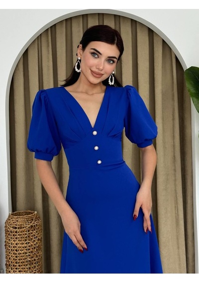 İkales Linda Midi Elbise Sax