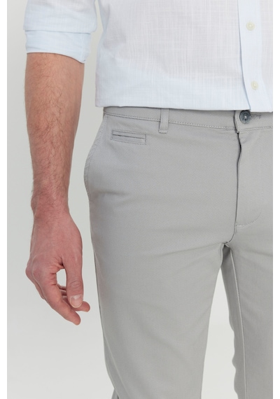 AC&Co / Altınyıldız Classics  Erkek Grı Pamuklu Slim Fit Dar Kesim Armürlü Yan Cepli Esnek Casual Pantolon Gri