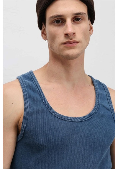 Vamos Yıkamalı Tank Top Kaşkorse Atlet İndigo