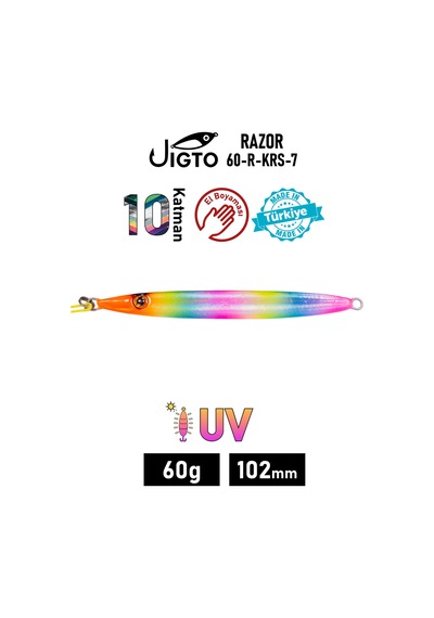 Jig, Zoka, Suni Yem, Glow Uv Metal Jig, 60gr 10cm Razor 60