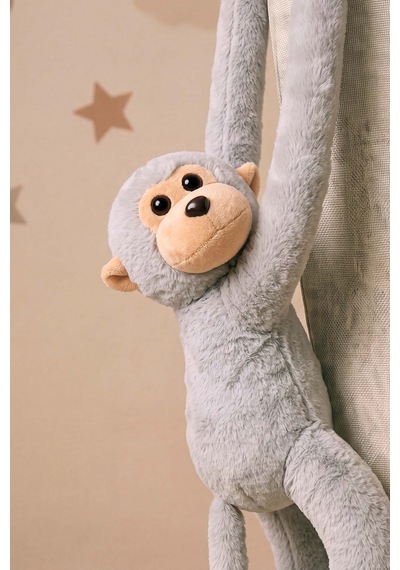 Gri Elleri Yapışabilen Maymun Peluş Oyuncak