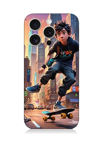 Apple Uyumlu iPhone 15 Pro Kaykay Çocuğu Desenli Silikon Kılıf Silikon