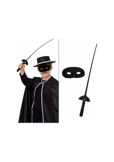 Zorro Kostüm Plastik Aksesuar Seti Maske Ve 67 Cm - Dlkj-764390