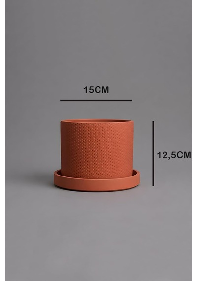 Dekoratif Beton Saksı V-123-turuncu Turuncu Diğer