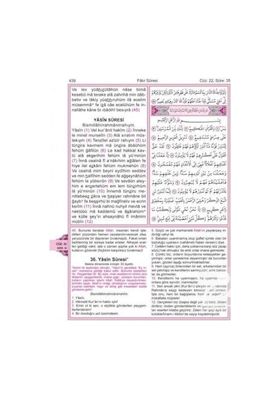 Kur'an-ı Kerim ve Açıklamalı Yüce Meali - Rahle Boy - Türkçe Okunuşlu - Tecvidli - Üçlü Meal- Huzur Yayınevi