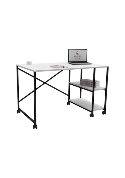Kenzlife Ofis Masası Miyako 075 110 60 Byzsyh Tekerlekli Bilgisayar Çalışma Büro Beyaz