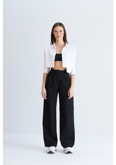Sortie Collection Rahat Kesim Klasik Model Kumaş Pantolon Siyah-siyah Siyah