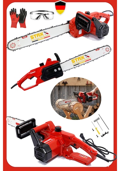 Staxx Ecor400 4000W Elektrikli Testere Hızar Ağaç Odun Kesme Motoru + Ev Tipi 40cm 16IN Palalı Set