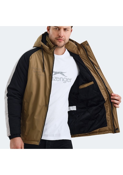 Slazenger HINOX Erkek Kapüşonlu Bej Mont & Kaban