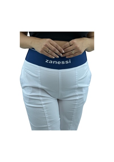 Büyük Beden Mom Beli Lastikli Yüksek Bel Kadın Pantolon Beyaz
