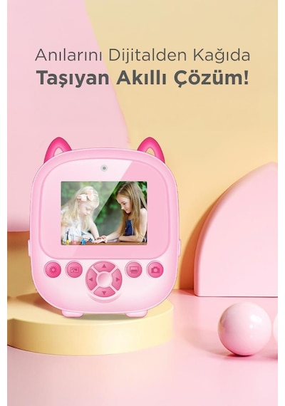 Torima Cmr-21 Pembe Dijital Video Kayıt Fotoğraf Çocuk Kamerası Termal Resim Kağıt Baskılı Yazıcı