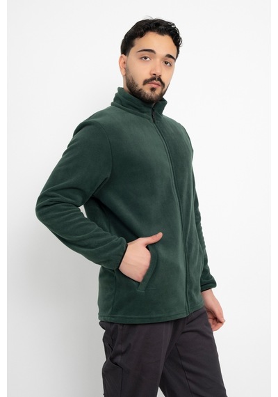 Dasüniforma Unisex Anti-pilling Tüylenme Yapmayan Standart Fit Tam Fermuarlı Soğuk Geçirmez Polar Hırka Yeşil