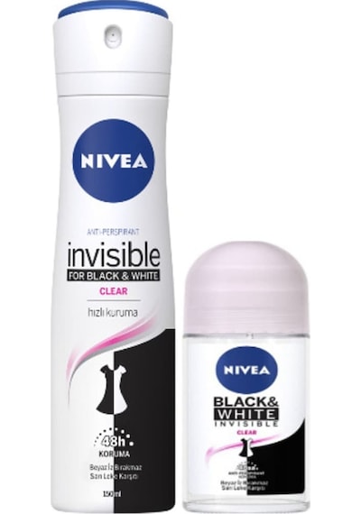 Nivea Invisible Black&White Clear Kadın Sprey Deodorant 150 ML + Kadın Roll-On Deodorant 25 ML